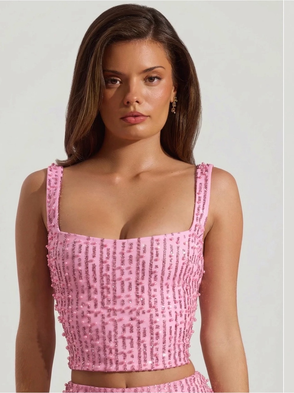 Oh Polly Pink Embellished Two Piece Set